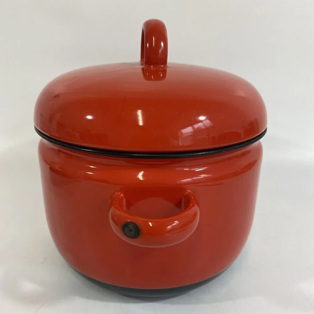 Carl Aubock Culinar Auswien Ostovics Red Enamel Pot Dutch Oven DANISH MODERN